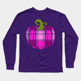 Purple Plaid Pumpkin Long Sleeve T-Shirt